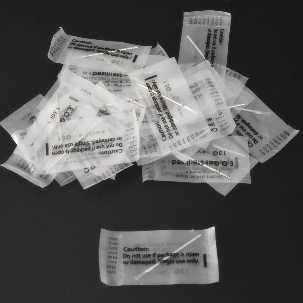 100PCS Sterilized Body Piercing Needle Tri-Beveled Medical Grade Surgical Steel 12G 13G 14G 15G 16G 18G 20G Supply Qme