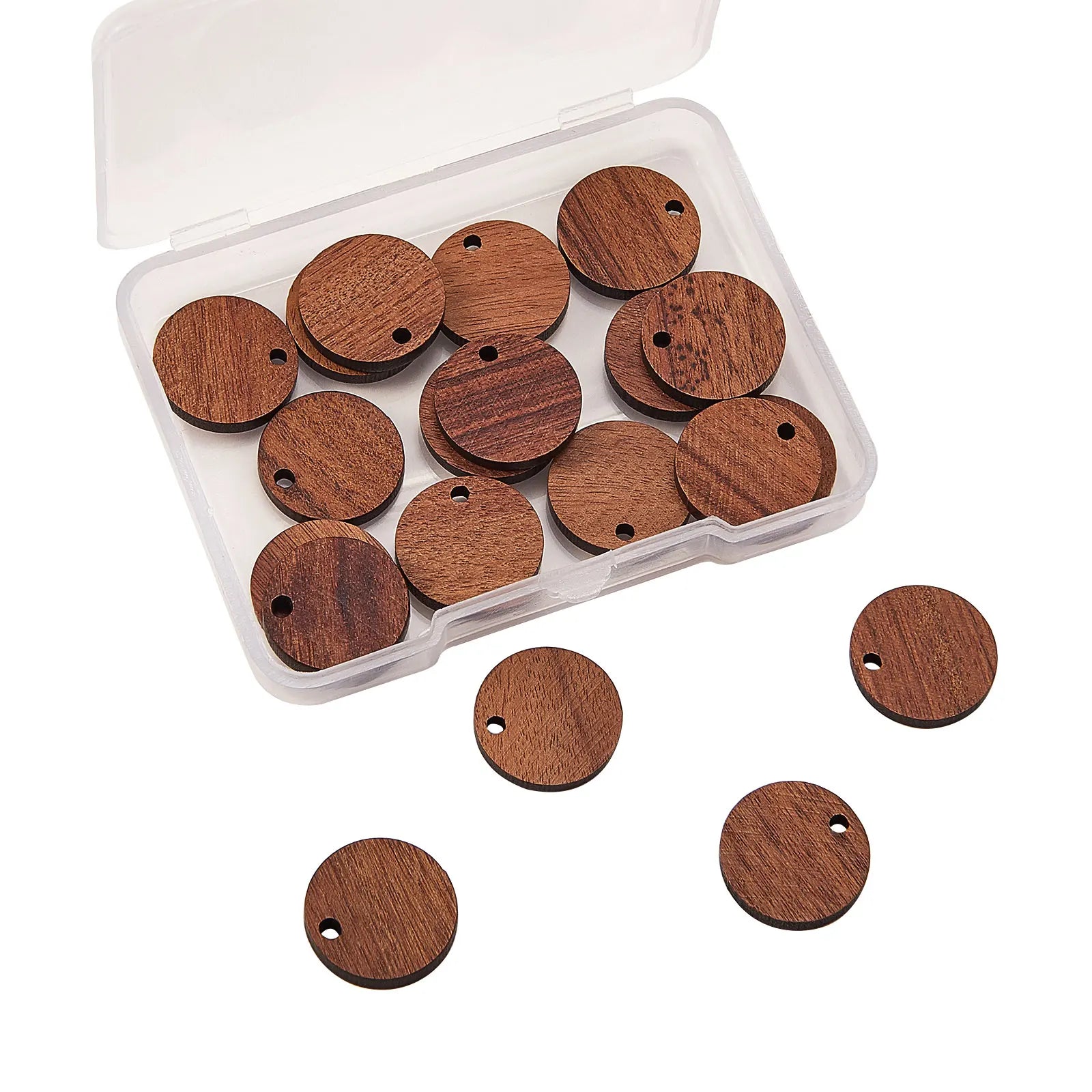 20Pcs Vintage Natural Wood Charms Flat Round Teardrop Saddle Brown Wooden Pendants Bulk for Women Jewelry Earrings Making Qme