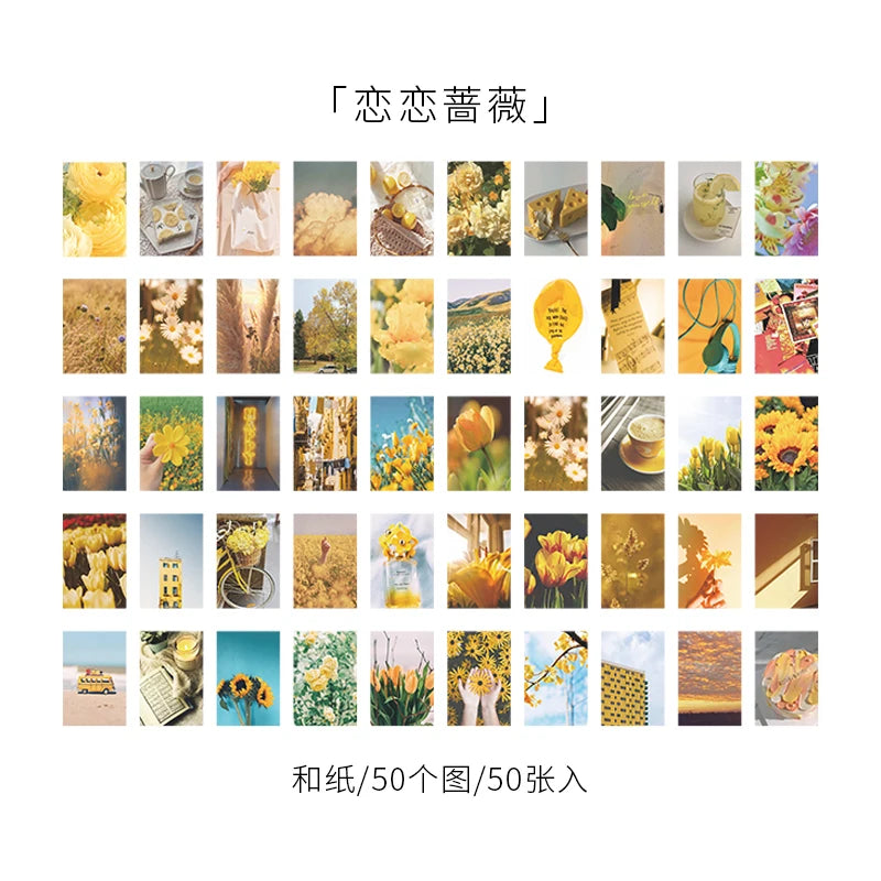 50pcs Life Scenery Sticky Book Style Deco Stationery Scrapbooking Decorative background Stickers Sticky Art Aesthetics Stickers Qme 5
