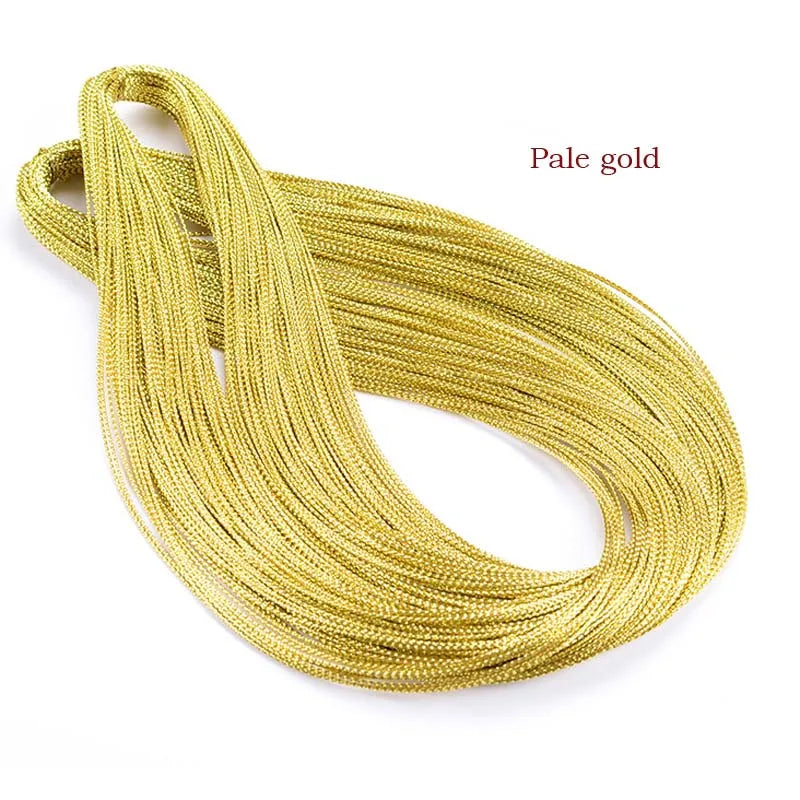 1mm 20m Gold Silver Gift Wrapping Thread Labels Mark Lanyard DIY Tag Line Bracelet Card Rope String Metallic Jewelry Thread Cord Qme Pale gold
