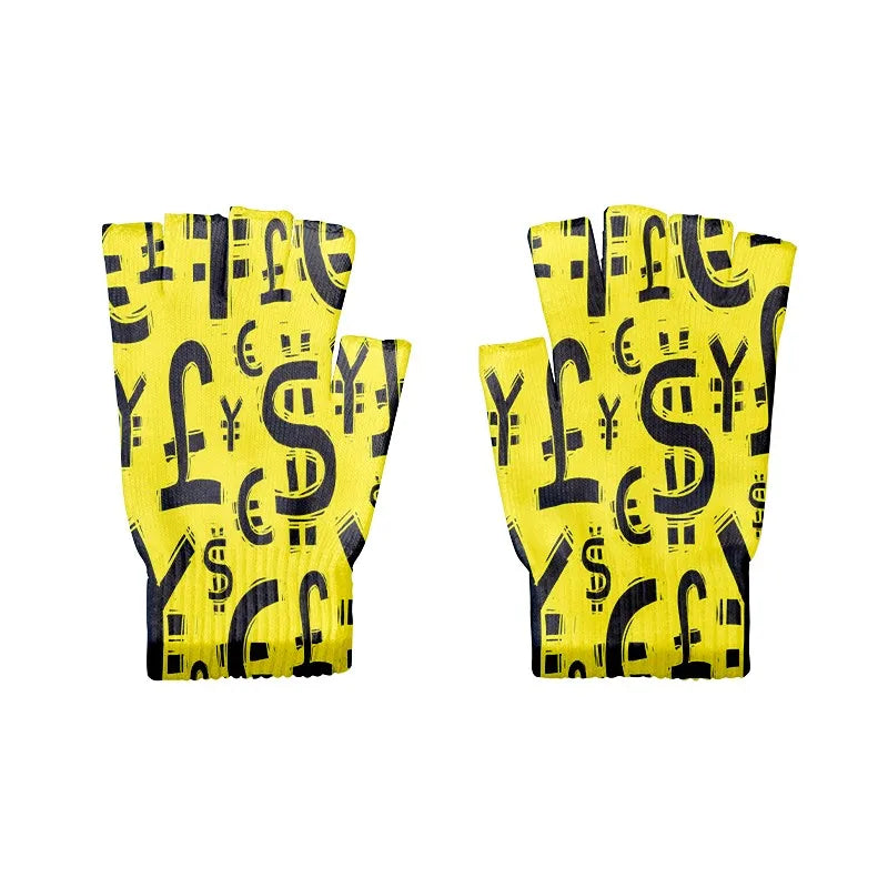 Good Knitted Half Finger Gloves 9 Styles Pattern 3D Print Cycling Qme style6 One Size China Mainland