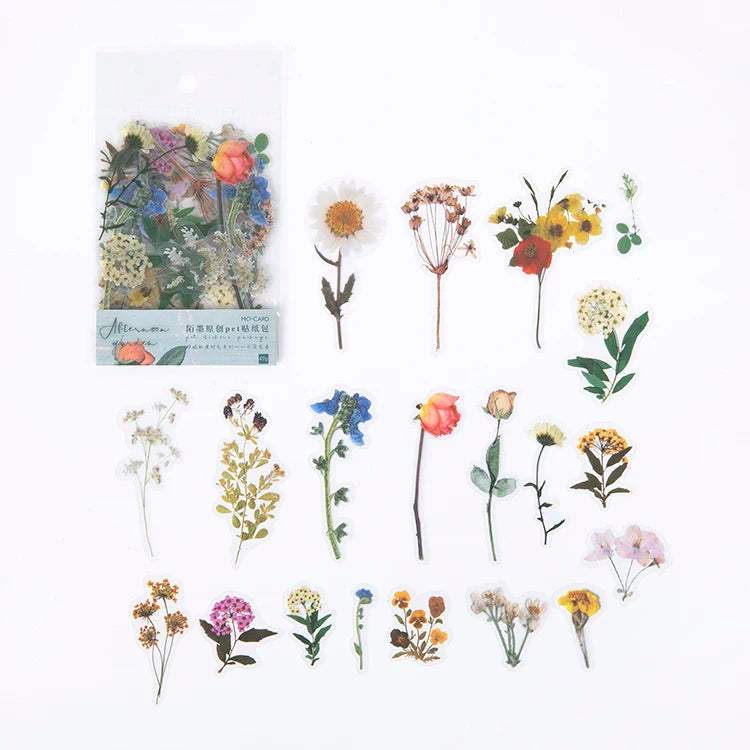 40Pcs/pack Plant Flower Mushroom Ginkgo PET Deco Diary Stickers Scrapbooking Planner INS Decorative Stationery Sticker Qme E