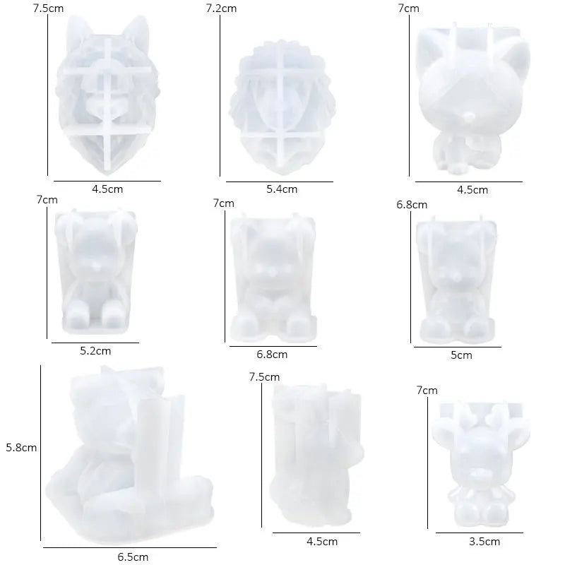 Stereoscopic Animal Resin Molds Silicone Bear Casting Molds Epoxy Resin Mold for Keychains DIY Handmade Resin Jewelry Supplies Qme