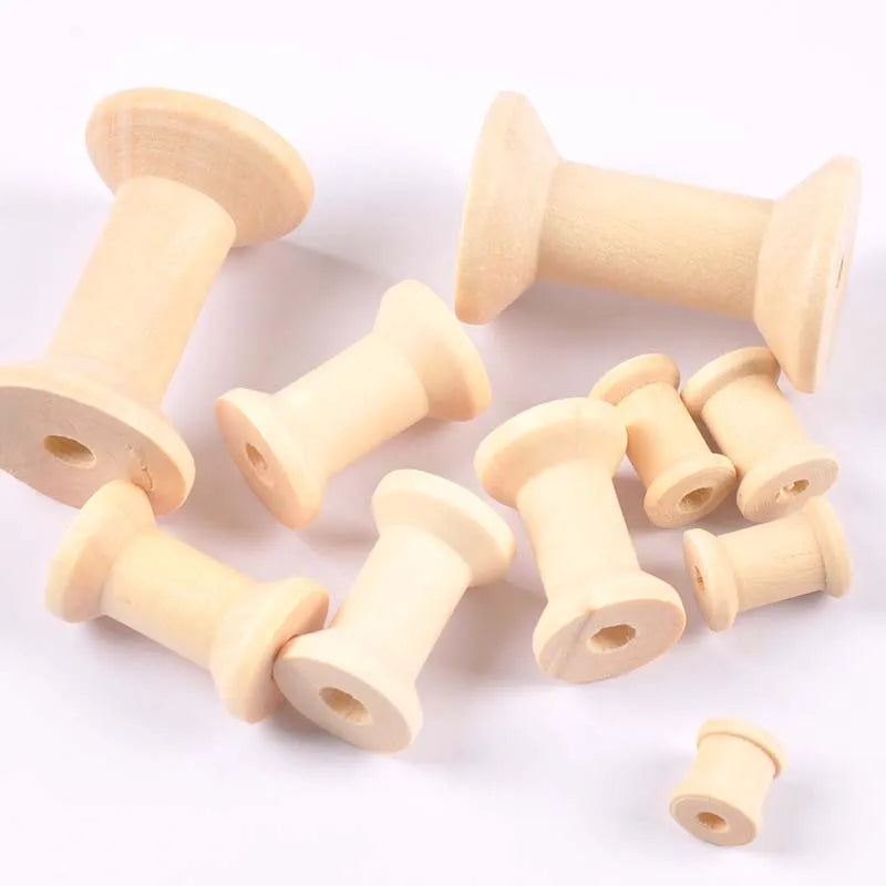 Vintage Natutral Wooden Bobbins Empty Thread Spools For Twine Wire Ribbons Reel Spool Sewing Accessories Tools DIY Wood Crafts Qme