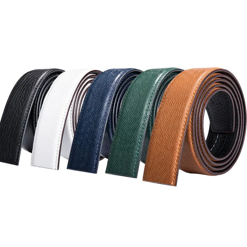Men's Belt Without Buckle Cowskin Leather No Automatic Replacement Qme