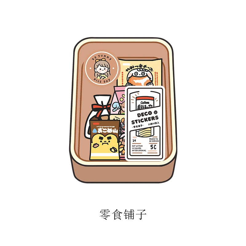 40pcs Food Series stickers Set Kawaii Cartoon Diary Album Stationery Sticker aesthetic Decorative collage planner Album Qme Delicious snacks