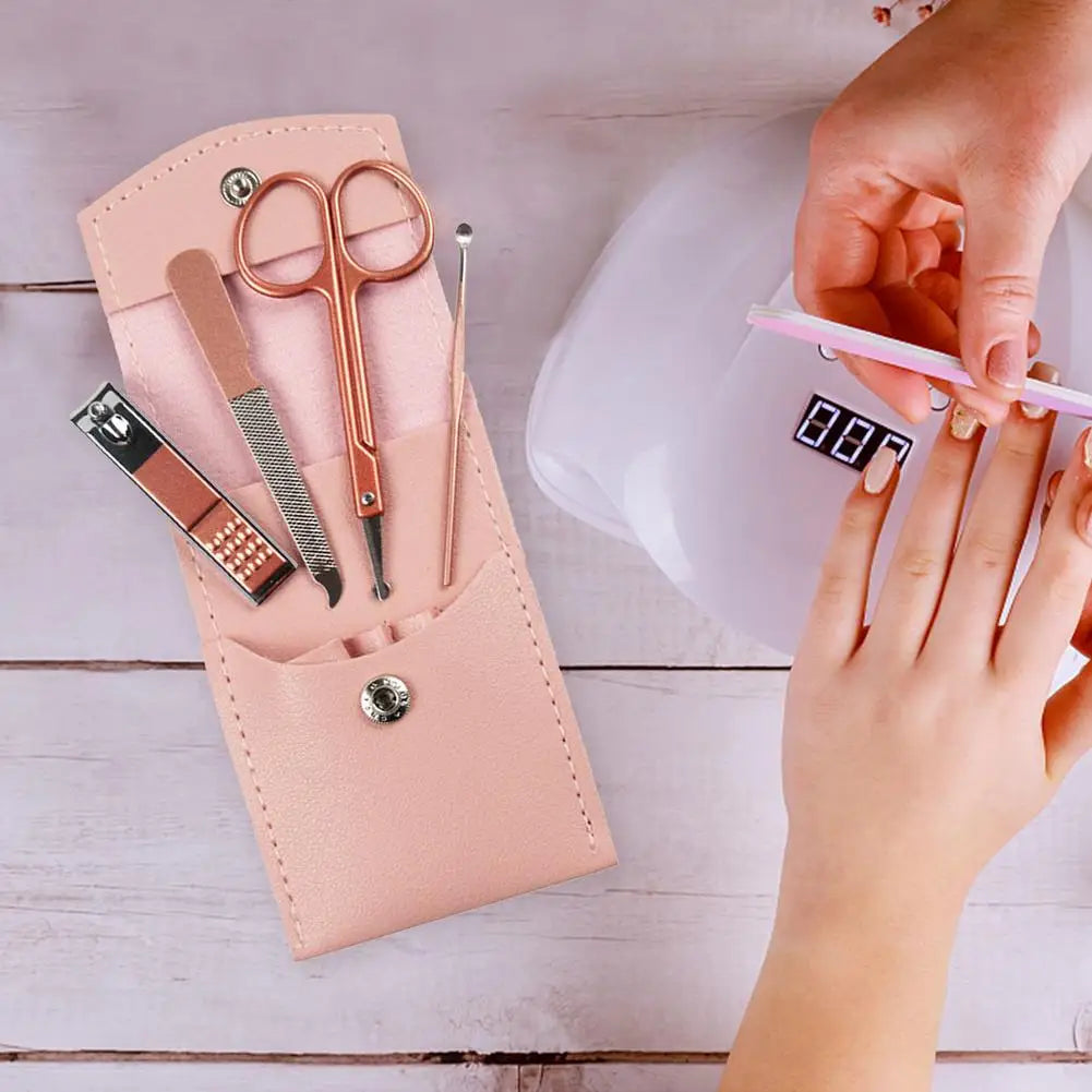 Travel Mini Manicure Set Nail Clipper Set 16 In 1 Stainless Steel Pedicure Care Grooming Kit With Case Pink For Men Husband Bo Qme