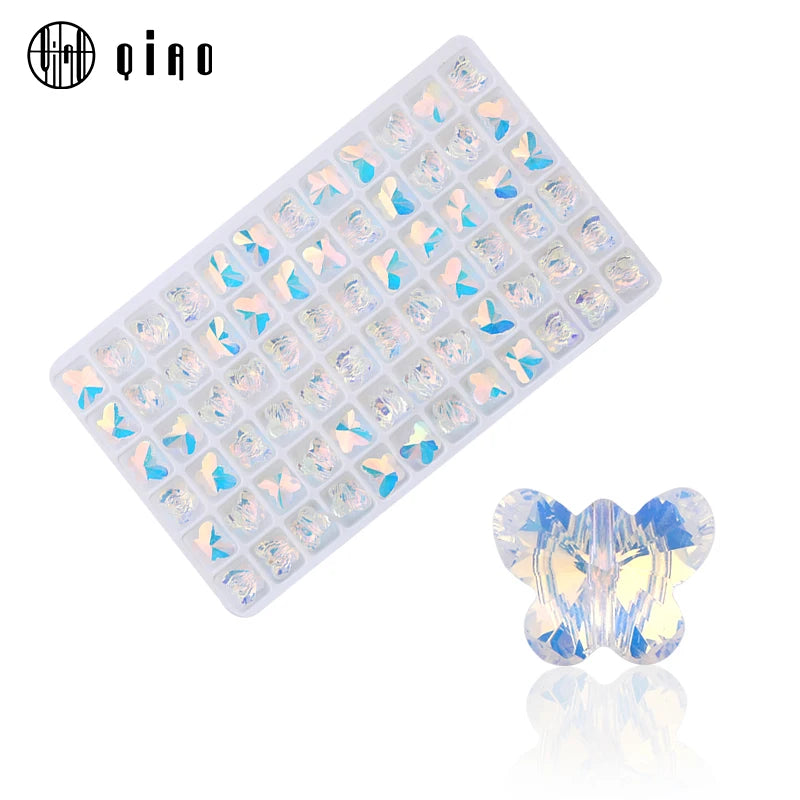 Best quality 6*8mm 8*10mm straight hole crystal butterfly beads crystal AB glass Pendant rhinestone for Jewelry Earrings making Qme