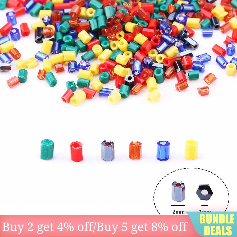 2mm Hexagon Shape Glass Tube beads Set Seed Beads Kits Charm Czech beads Bracelet Necklace DIY Jewelry Making Accessories Qme
