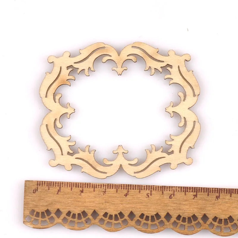 Hollow Photo Frame Natural Wood Slices DIY Crafts Scrapbook For Kids Handicrafts Wooden Ornaments Home Decoration 5Pcs m2561 Qme 7