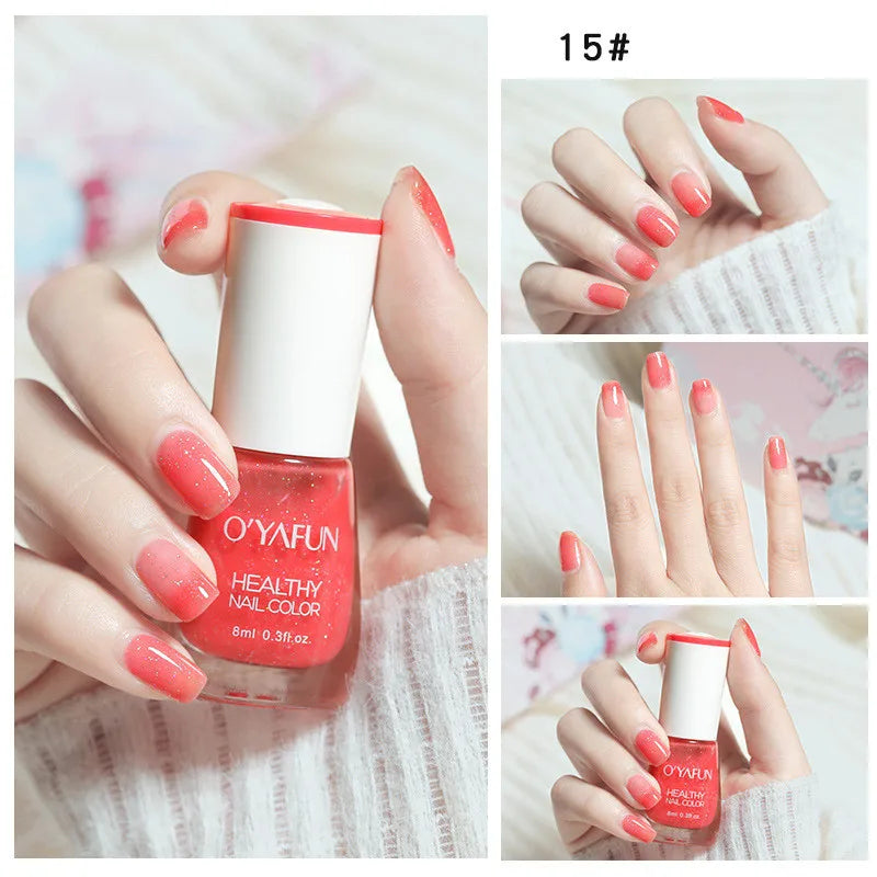 Nail Art Tearable Quick Dry Normal Without Lamp Nail Polish Glitter Sequins UV Varnish Matte Waterproof No-bake Nail Polish Qme 15