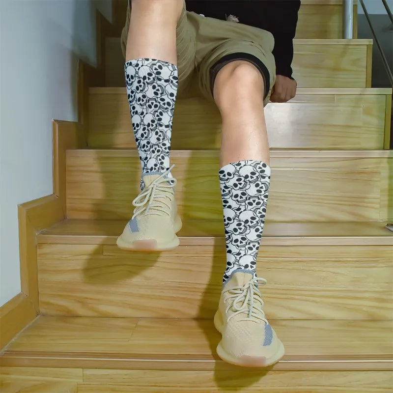 Funny Harajuku Cartoon Skull Socks Cotton Men Women's Colorful Sports Qme