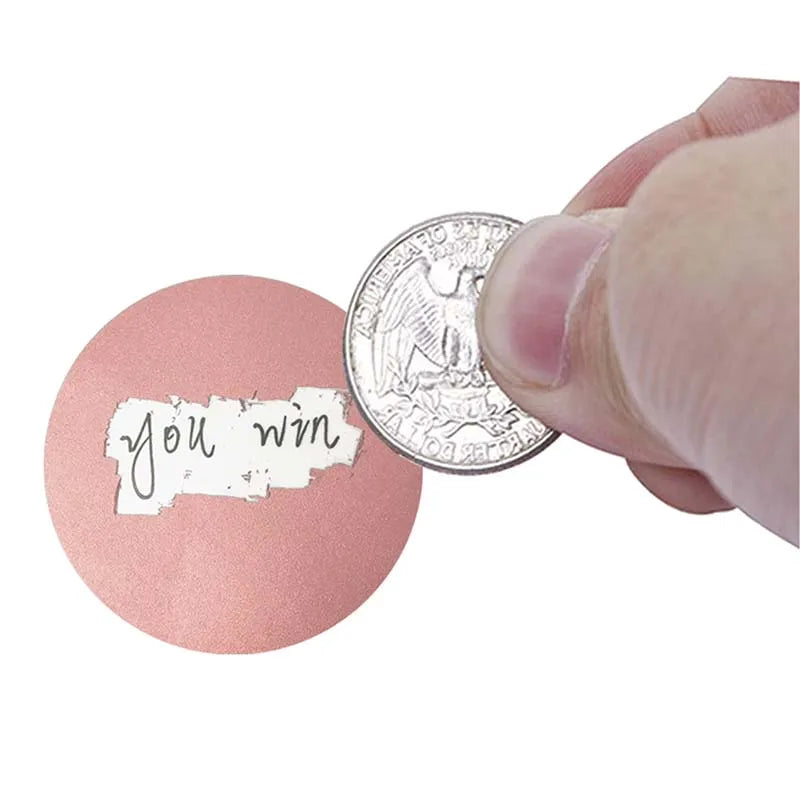 300Pcs/Roll "You Win" Scratching Silver/Rose Gold Round Sticker Labels For Party Activity Favors Stationery Stickers c2866 Qme