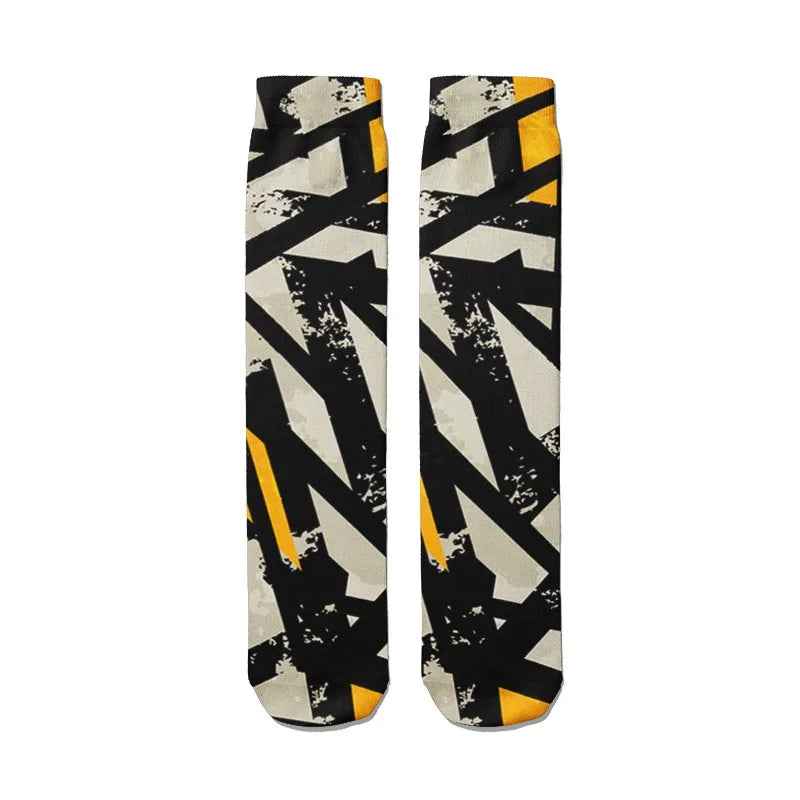 3D Graffiti Harajuku Hip Hop Thigh Socks Colorful Happy Funny Qme style5 One Size China Mainland