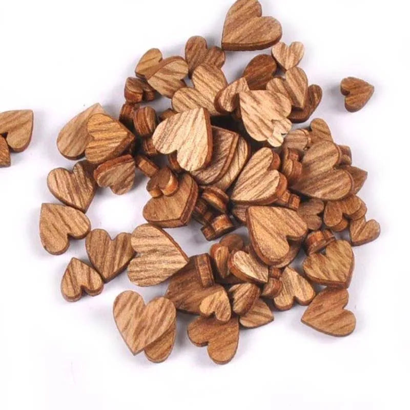 Mixed Size 100Pcs Heart Wood Decoration DIY Scrapbooking Art Wood Crafts Wedding Handicraft Accessories Party Decor 6-12mm m2217 Qme