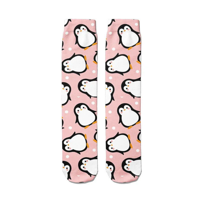 3D Cartoon Penguin Socks Women Funny Kawaii Cotton Long Casual Dress Qme style7 One Size China Mainland