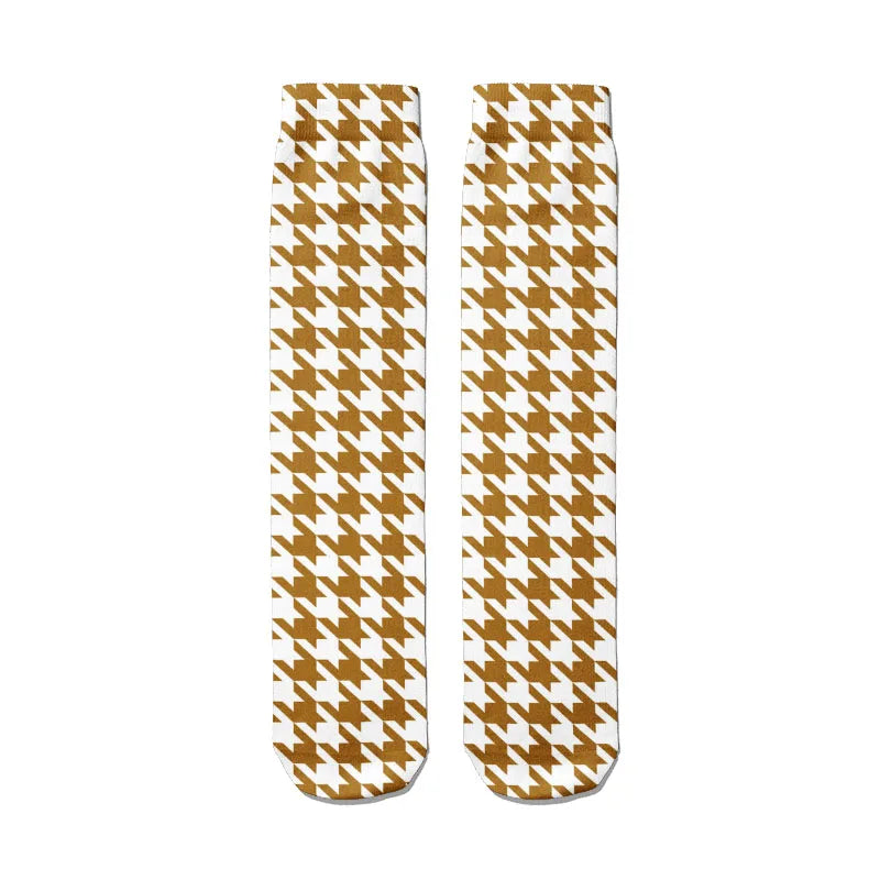 Fashion 3d Thousand Birds Pattern Socks Lattice Print Kawaii Cute Men Qme style2 China Mainland