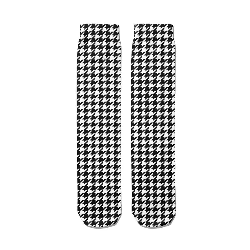 Fashion 3d Thousand Birds Pattern Socks Lattice Print Kawaii Cute Men Qme style7 China Mainland
