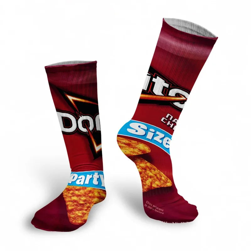 Creativity Long Socks Female Art 3D Printed Potato Chips Tomato Qme style7 One Size China Mainland