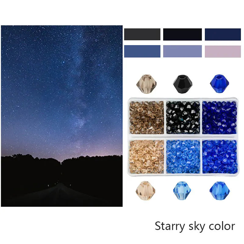 600pcs Wholesale 4mm Glass Bicone Beads Crystal Beads Faceted Austria 5238 Bead Embroidery For Jewelry Making Best Selling Color Qme Starry sky color