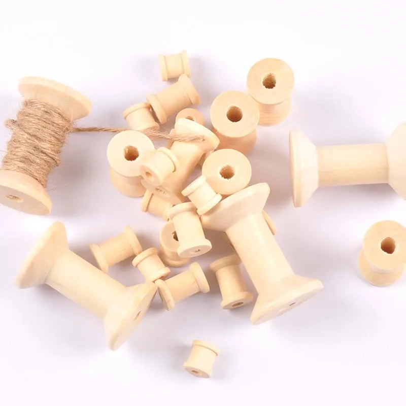 Vintage Natutral Wooden Bobbins Empty Thread Spools For Twine Wire Ribbons Reel Spool Sewing Accessories Tools DIY Wood Crafts Qme 48x30mm 3pcs