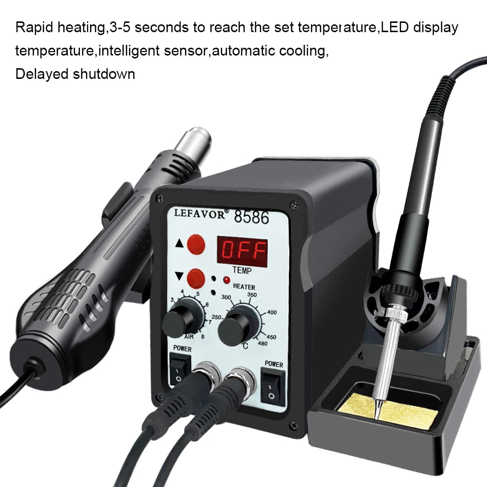 8586 Soldering Station 1 Digital ESD Air Blower Heat Gun Welding Qme