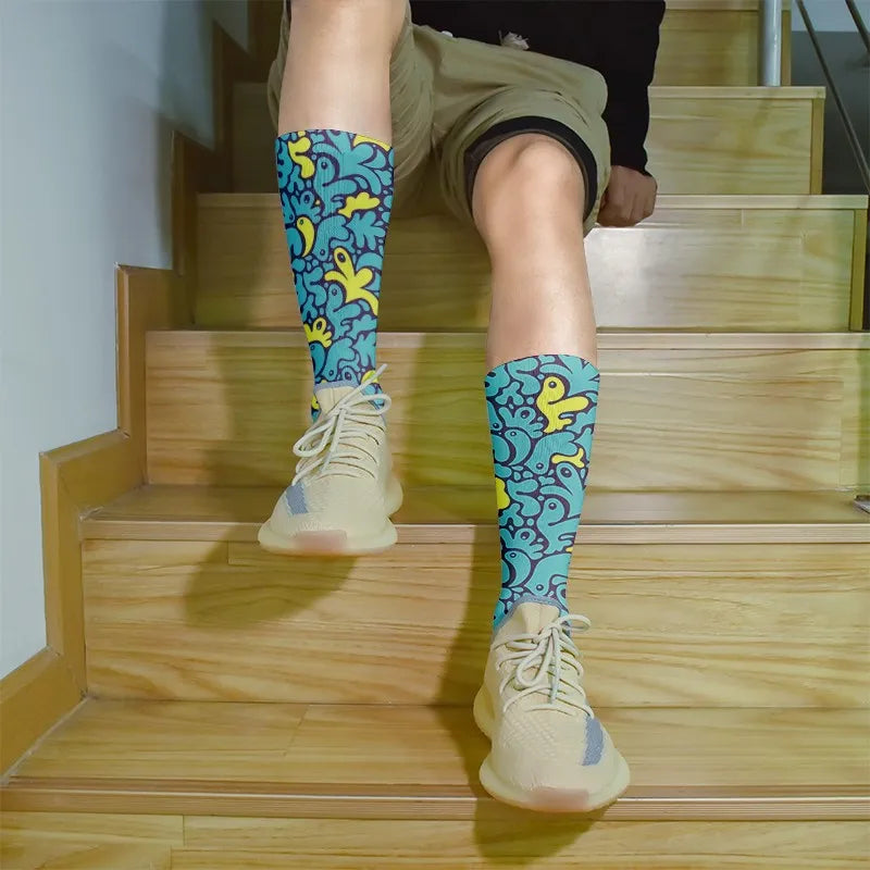 Women Happy Funny Socks 3D Print Abstract Art Cute Graffiti Candy Qme