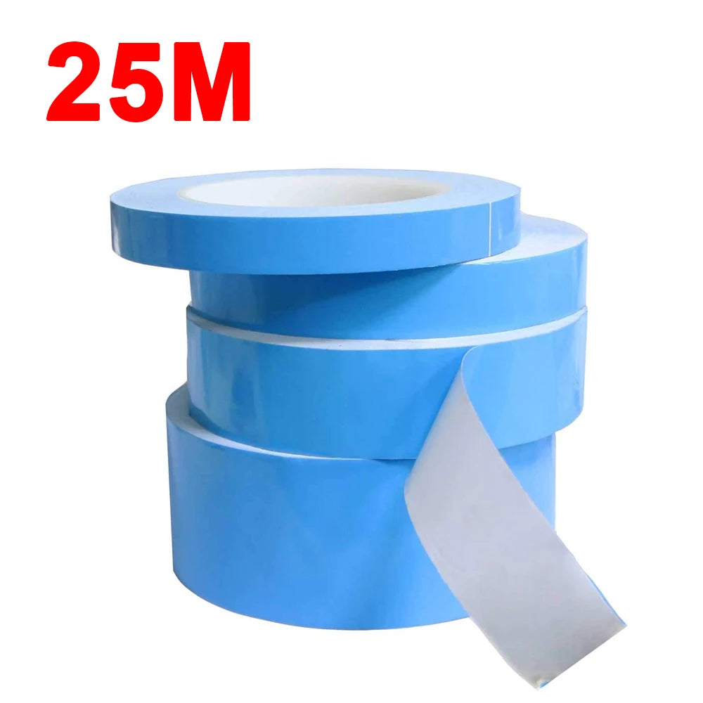 25M Double Side Thermal Conductive Tape 5-25mm Width Blue Heat Transfer Tape Adhesive Cooling Heatsink for Computer CPU GPU Qme