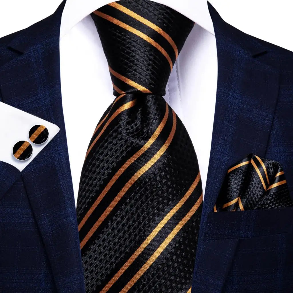Luxury Mens Ties Floral Black Gold Paisley Red Blue Necktie Pocket