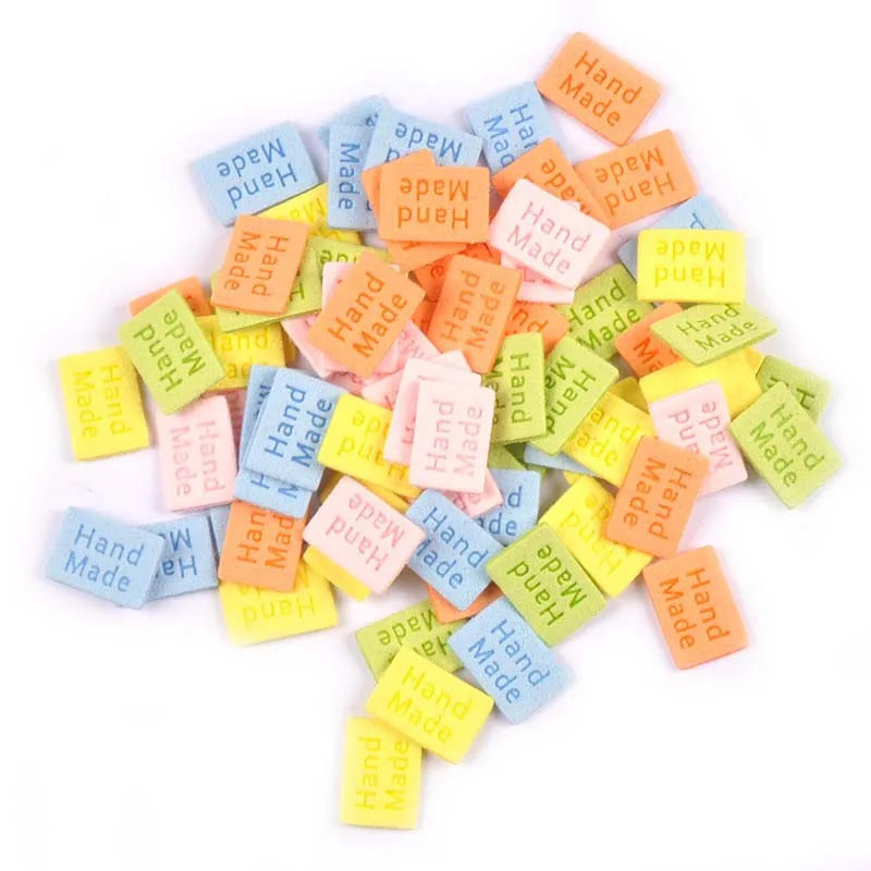 20Pcs Multicolor Flannelette Embossed Handmade Labels Sewing Accessories For Clothes Care Bags Garment Tags DIY Crafts 20x14mm Qme