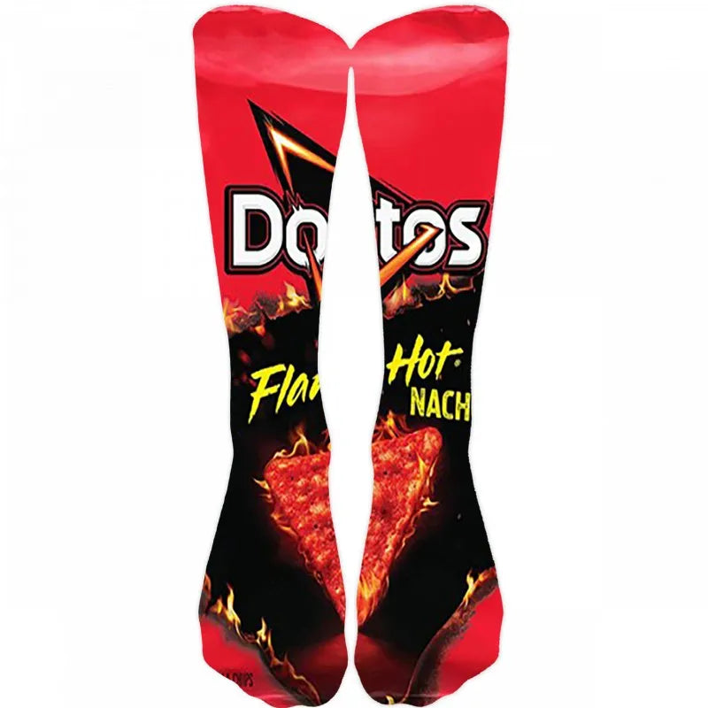 Creativity Long Socks Female Art 3D Printed Potato Chips Tomato Qme style14 One Size China Mainland
