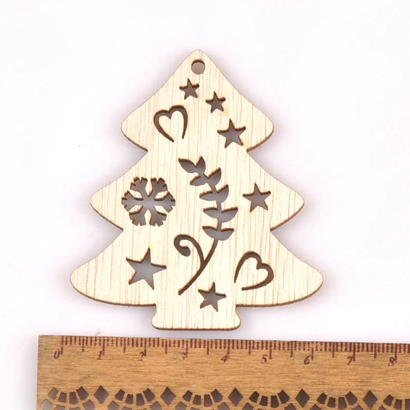 5Pcs Christmas Decorations Snowman Tree Wooden Home Ornament Wood Slices Craft DIY Hanging Pendant Xmas Kid Gift Hemp rope m2557 Qme 2