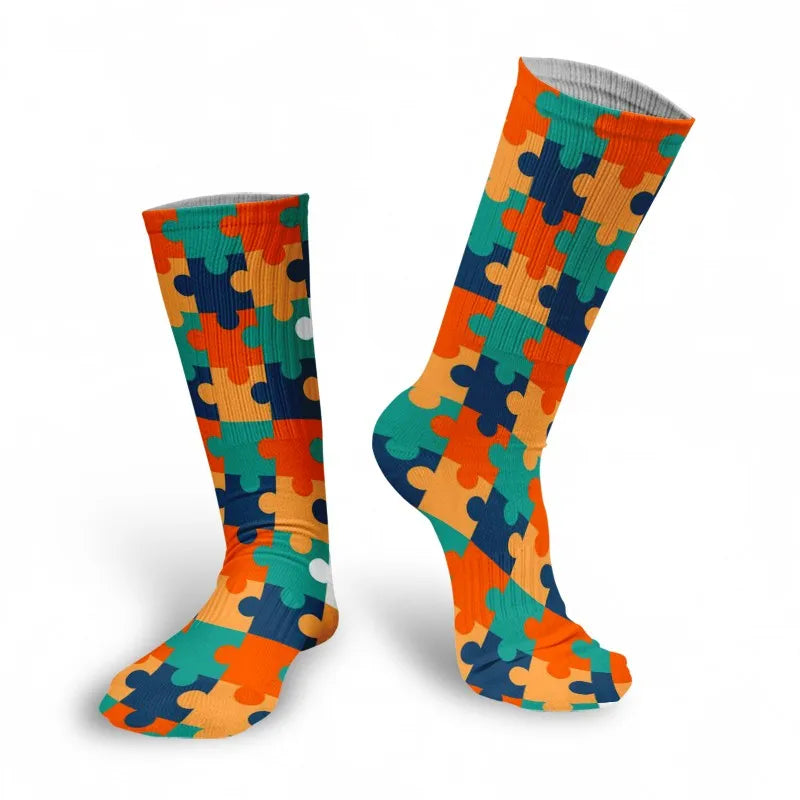 Classic Women Socks Casual Comfortable Puzzle Happy Business Party Qme style7 One Size