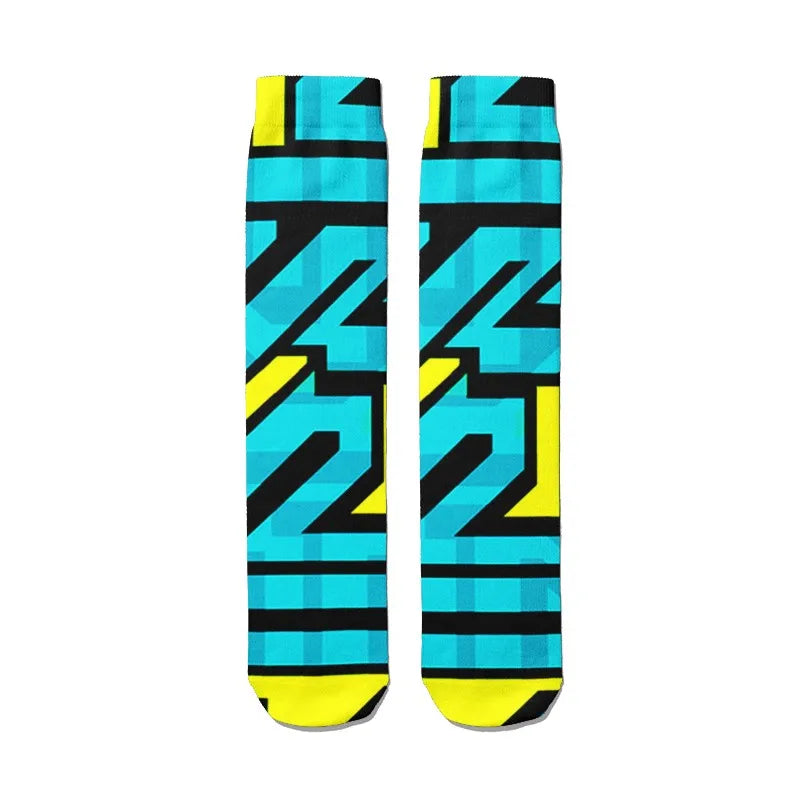 3D Graffiti Harajuku Hip Hop Thigh Socks Colorful Happy Funny Qme style1 One Size China Mainland