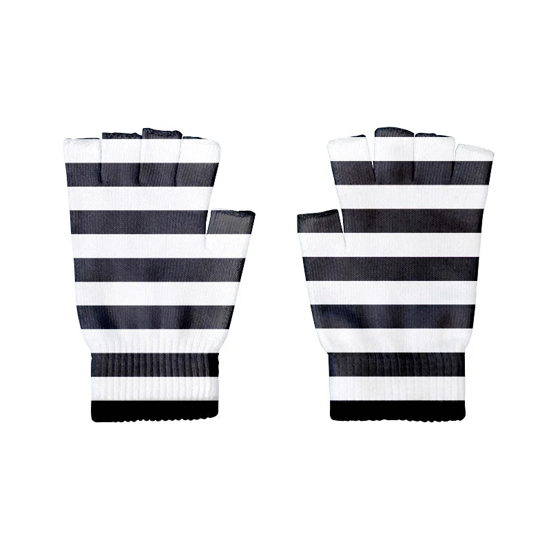 Short Stripes Cyclist Gloves Women Men Knitted Breathable Outdoor Qme style5 2 China Mainland