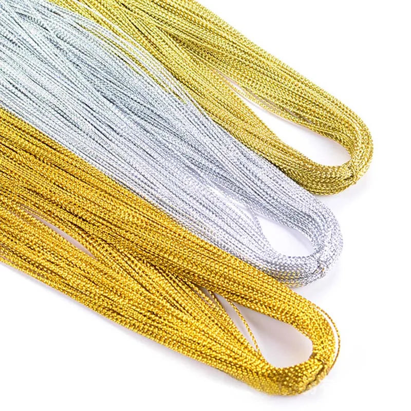 1mm 20m Gold Silver Gift Wrapping Thread Labels Mark Lanyard DIY Tag Line Bracelet Card Rope String Metallic Jewelry Thread Cord Qme
