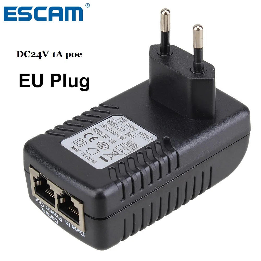 ESCAM DC24V 1A 24W POE Injector for CCTV IP Camera injector Switch Ethernet Adapter EU/US/UK/AU Standard Optional Qme China Mainland AU PLUG