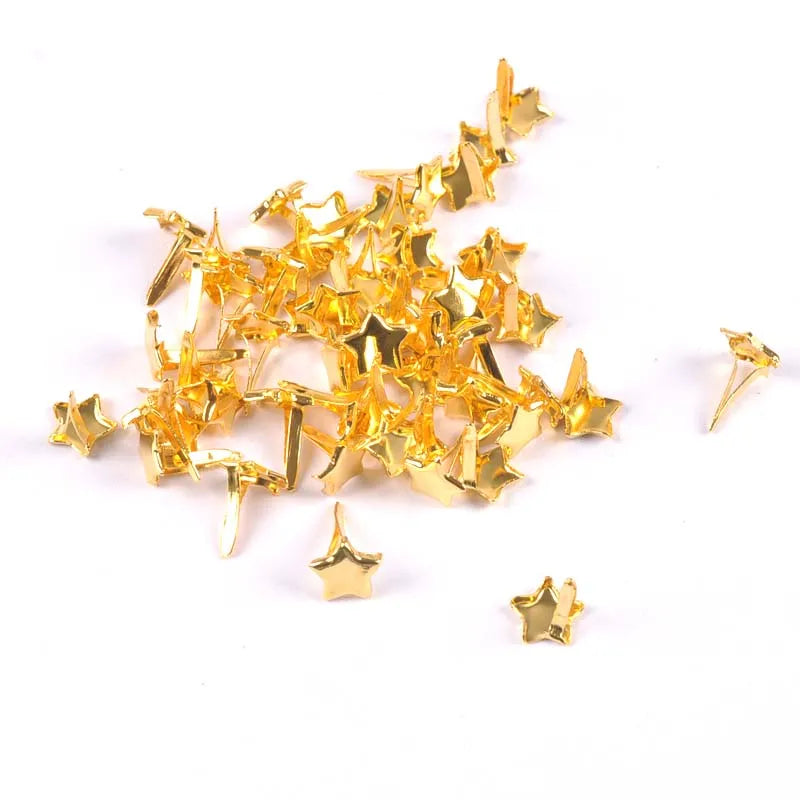 50pcs 8x11mm Golden Star Brads Scrapbooking Embellishment Fastener Brads Metal Crafts For DIY Accessories Shoes Decoration c2403 Qme