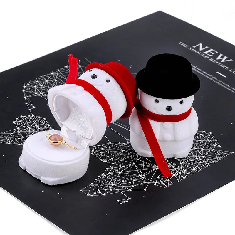 1 Piece snowman Velvet Jewelry Box Santa Claus Ring Box Jewelry Container for Earrings Display Christmas Gift Box Holder Qme