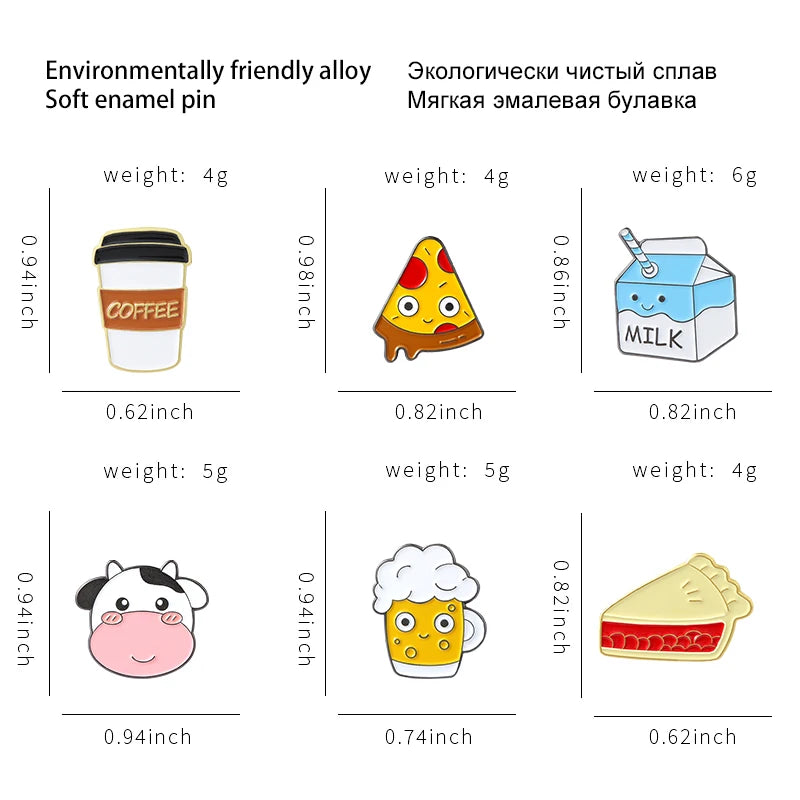 Cartoon Enamel Pin Food Badge Milk Coffee Bread Sandwich Brooches for Women Cute Backpacks Lapel Pin Jewelry Gift Wholesale Qme