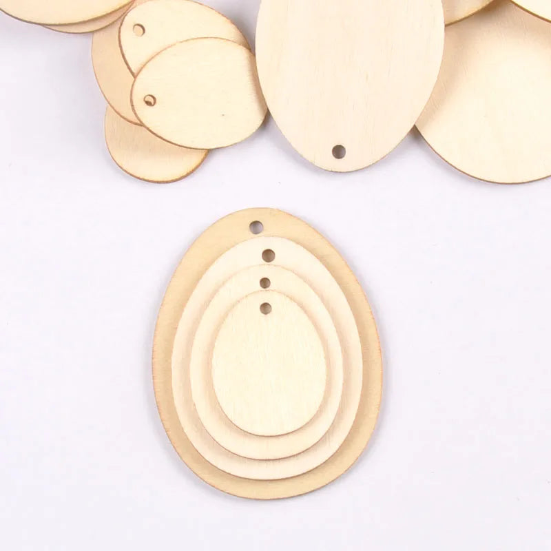 30-120mm Easter Egg Wood Slices Pendant Craft For DIY Scrapbooking Drop Hanging Wooden Ornaments Home Decor m2570 Qme