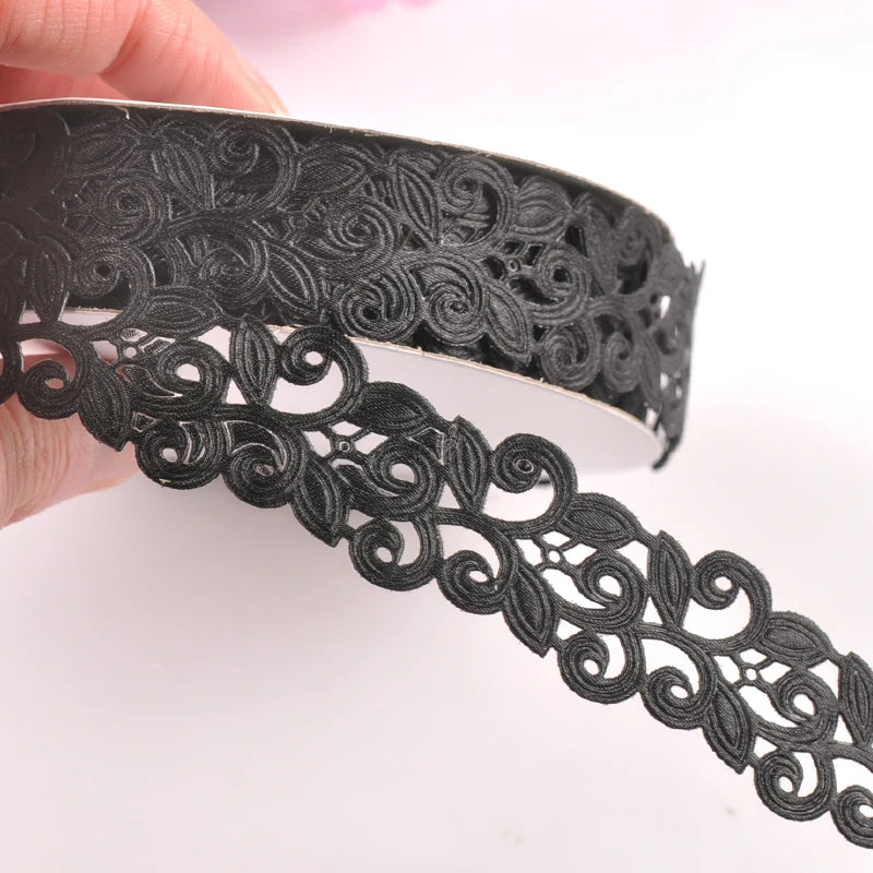 2.5cm Flower Ribbons For Crafts DIY Embroidered Decoration Sewing Accessories Scrapbooking Lace Ribbon Handmade Materials c2422 Qme 9 20 yards