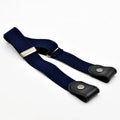No Buckle Stretch Elastic Waist Belt Women Men Buckle-free Jean Pants Qme Navy Blue 60-95cm
