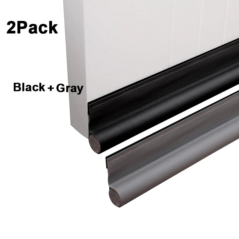 94cm Door Bottom Sealing Strip Self-adhesive Weatherstrip Under Door Draft Stopper Windproof Dust-Proof PU Seal Acoustic Foam Qme Black and Gray