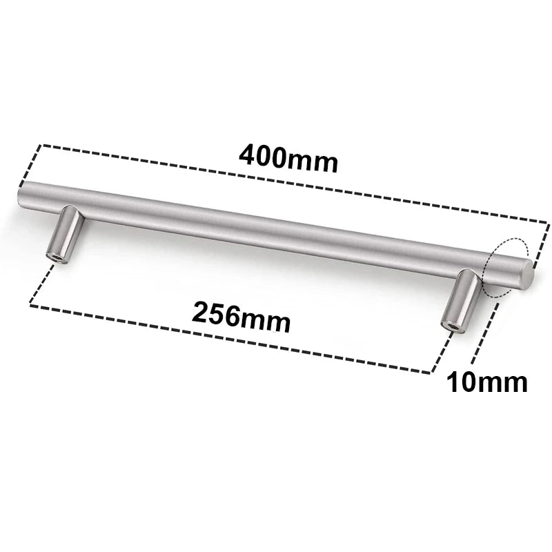 Kitchen Cabinet Pulls Furniture Drawer Handles Stainless Steel T Bar Straight Wardrobe Door Knobs Black Silver Cupboard Handle Qme silver 256mm