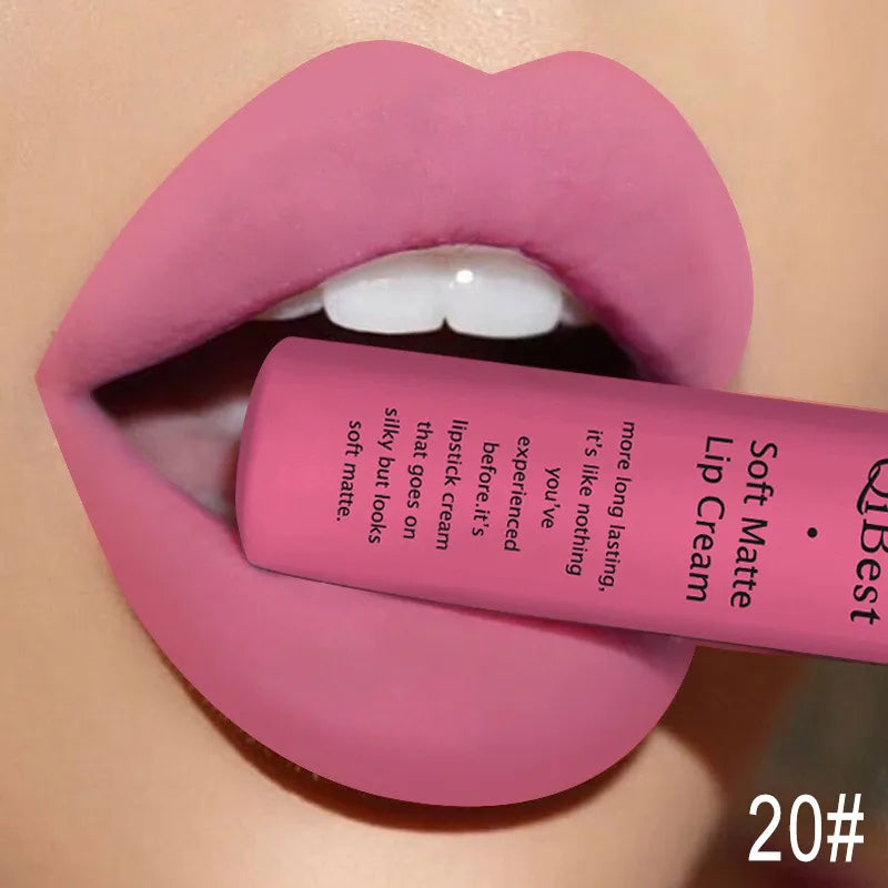 QIBEST Matte Liquid Lipstick Sexy Red Black Nude Lipgloss Waterproof Long Lasting Velvet Lip Gloss Makeup Lip Stain Tint 34Color Qme 20