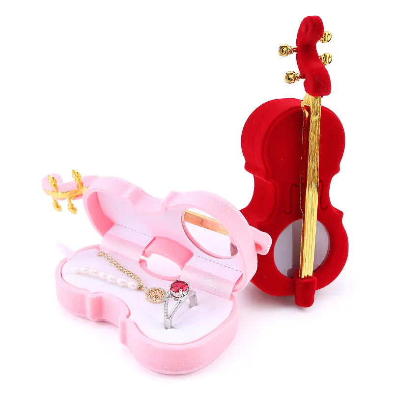 1 Piece unique Cello Gift Box Holder Jewelry box case Velvet Wedding Ring Box for Earrings Necklace Display & Packaging 2 colors Qme