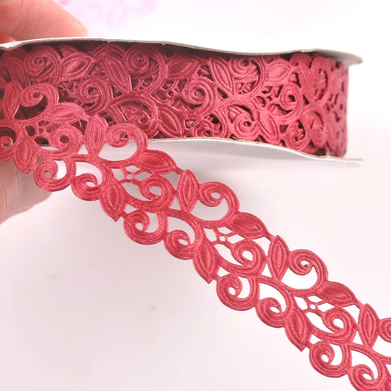 2.5cm Flower Ribbons For Crafts DIY Embroidered Decoration Sewing Accessories Scrapbooking Lace Ribbon Handmade Materials c2422 Qme 10 5 yards