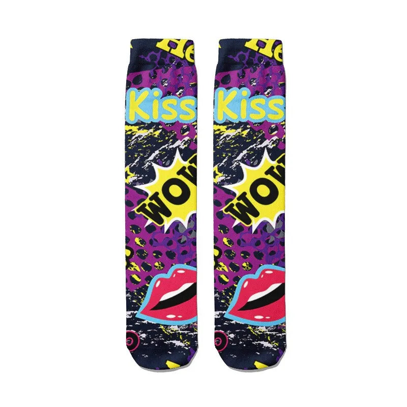 1 Pairs Harajuku Funny Happy Kawaii Hip Hop Women Socks Casual Qme style3 One Size China Mainland