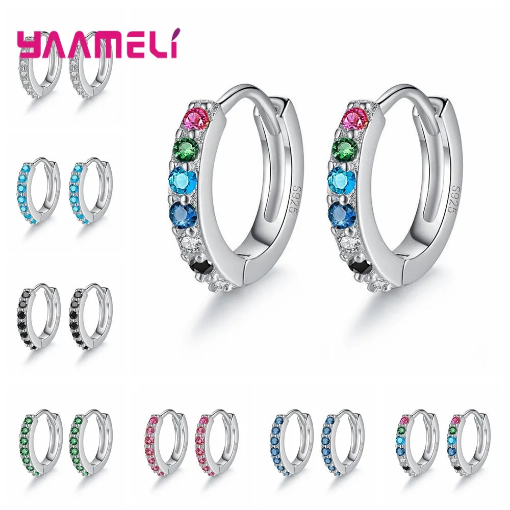 Earrings for Women Girls Simple Crystal Loop Hoop 925 Sterling Silver Stamped Jewelry Hot Sale Wedding Engagement Accessory Qme